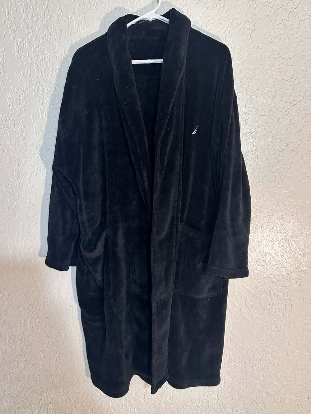 Nautica Black Plush Fleece Robe